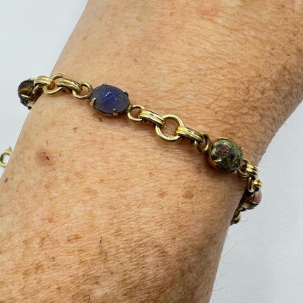 Vintage Scarab Gold Onyx Tennis Bracelet 14k Gold Filled Minimal Simple Every day Stacking Bracelet
