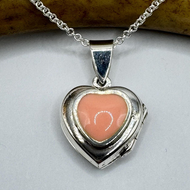 Vintage Pink Carnelian Silver Locket