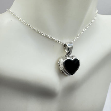 Vintage Black Onyx Silver Locket