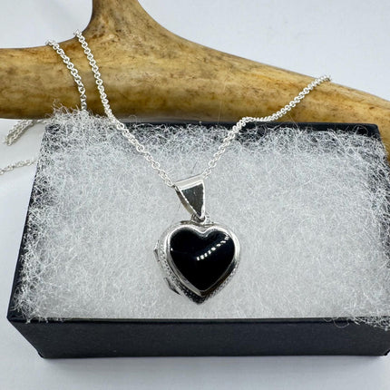 Vintage Black Onyx Silver Locket