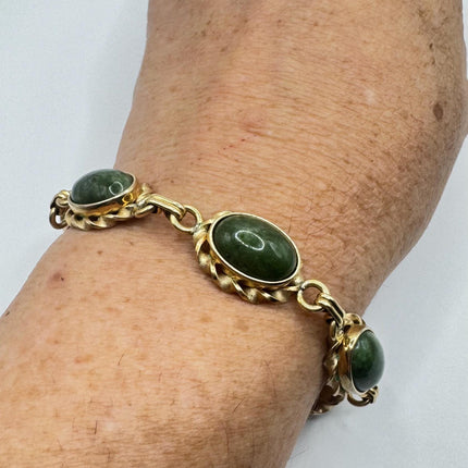 Vintage Green Jade 14k Gold Filled Bracelet - Minimal Everyday Layered Stacking - Dainty Simple Design