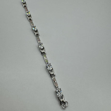 Vintage Tennis Bracelet | Blue Fire Opal Gemstone Cubic Zirconia Crystal Diamond 925 Sterling Silver