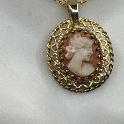 Vintage Cameo Gold Pendant Necklace | 12k GF Tiny Minimal Heart Love Delicate Gold Chain | Everyday Stacking Wedding Prom Jewelry