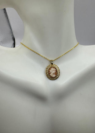 Vintage Cameo Gold Pendant Necklace | 12k GF Tiny Minimal Heart Love Delicate Gold Chain | Everyday Stacking Wedding Prom Jewelry