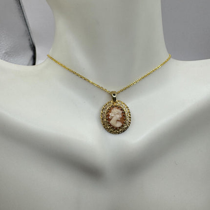 Vintage Cameo Gold Pendant Necklace | 12k GF Tiny Minimal Heart Love Delicate Gold Chain | Everyday Stacking Wedding Prom Jewelry