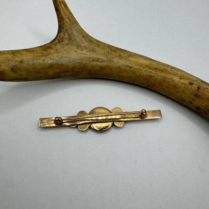 Vintage Gold Cameo Hematite Brooch - Classic Feminine Jewelry - Gold Filled Pin