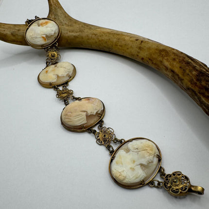 Vintage 14k Gold Filled Cameo Stacking Bracelet - Elegant Jewelry