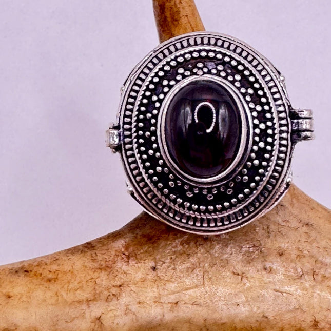 Vintage Gold Bronze Poison Ring | Labradorite | Unique Gift Statement Ring
