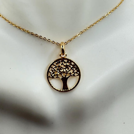 Vintage Gold Tree of life Necklace - Minimalist Everyday Jewelry Gold Filled Deco Design