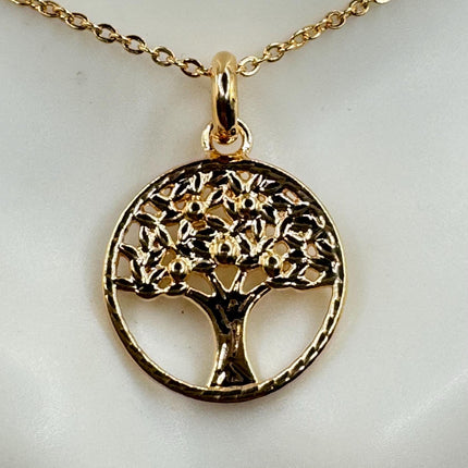 Vintage Gold Tree of life Necklace - Minimalist Everyday Jewelry Gold Filled Deco Design