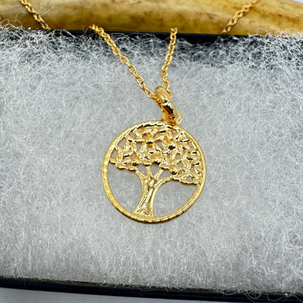 Vintage Gold Tree of life Necklace - Minimalist Everyday Jewelry Gold Filled Deco Design