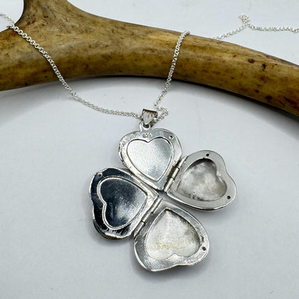 Vintage Silver Photo Heart Locket Necklace