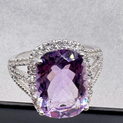 Vintage Purple Amethyst Ring Band 925 Sterling Silver cocktail statement ring