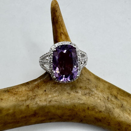 Vintage Purple Amethyst Ring Band 925 Sterling Silver cocktail statement ring