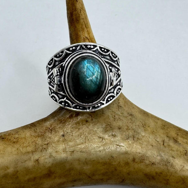 Vintage Silver Bronze Poison Ring
