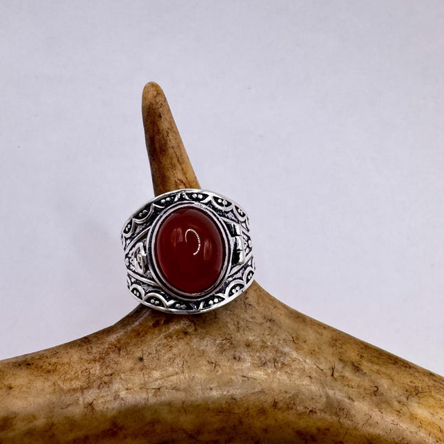 Vintage Gold Bronze Poison Ring | Red Carnelian | Unique Gift Statement Ring