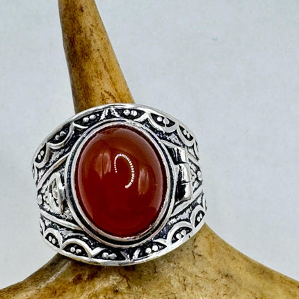 Vintage Gold Bronze Poison Ring | Red Carnelian | Unique Gift Statement Ring