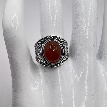 Vintage Gold Bronze Poison Ring | Red Carnelian | Unique Gift Statement Ring