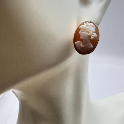 Vintage Cameo Gold Earrings 12k GF Tiny Love Delicate Gold Earrings Simple every day minimal