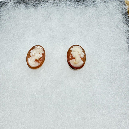 Vintage Cameo Gold Earrings 12k GF Tiny Love Delicate Gold Earrings Simple every day minimal