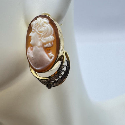 Vintage Cameo Gold Earrings 12k GF Tiny Love Delicate Gold Earrings Simple every day minimal