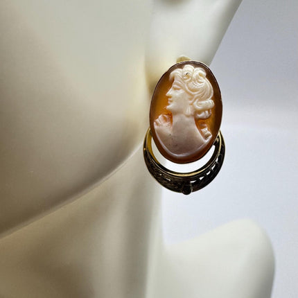 Vintage Cameo Gold Earrings 12k GF Tiny Love Delicate Gold Earrings Simple every day minimal