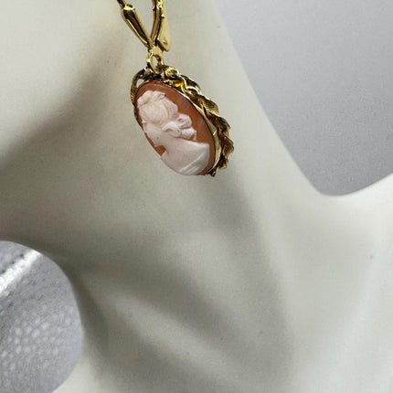 Vintage Cameo Gold Leverback Earrings 12k GF Tiny Love Delicate Gold Earrings Simple every day minimal