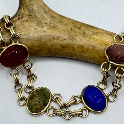 14k Gold Filled Vintage Scarab Onyx Tennis Bracelet - Everyday Stacking Bracelet