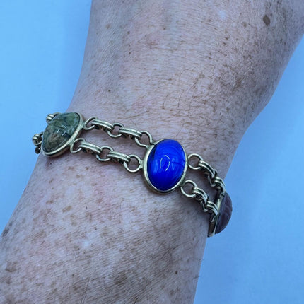 14k Gold Filled Vintage Scarab Onyx Tennis Bracelet - Everyday Stacking Bracelet
