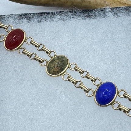 14k Gold Filled Vintage Scarab Onyx Tennis Bracelet - Everyday Stacking Bracelet