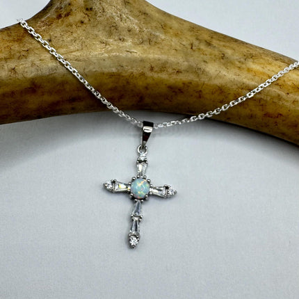 Vintage Opal Heart Necklace - Dainty 925 Sterling Silver Chain, stacking layered