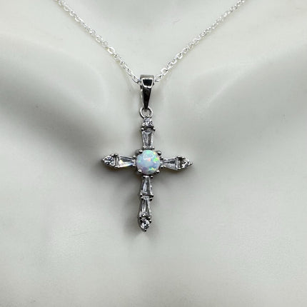 Vintage Opal Heart Necklace - Dainty 925 Sterling Silver Chain, stacking layered
