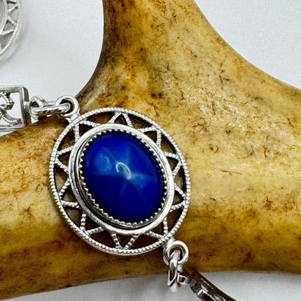 vintage glass blue sapphire Tennis Bracelet White Gold Filled Simple Stacking Layered Everyday Bracelet