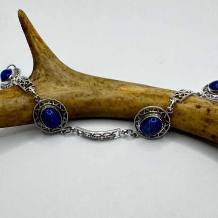 vintage glass blue sapphire Tennis Bracelet White Gold Filled Simple Stacking Layered Everyday Bracelet
