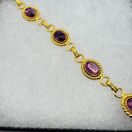 Vintage purple amethyst Bracelet 14k Gold Filled Bezel Minimal Simple Stacking Layered Everyday Bracelet