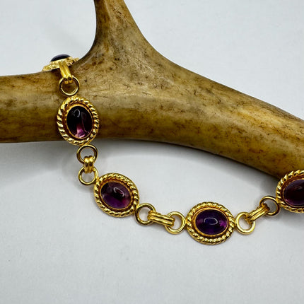 Vintage purple amethyst Bracelet 14k Gold Filled Bezel Minimal Simple Stacking Layered Everyday Bracelet