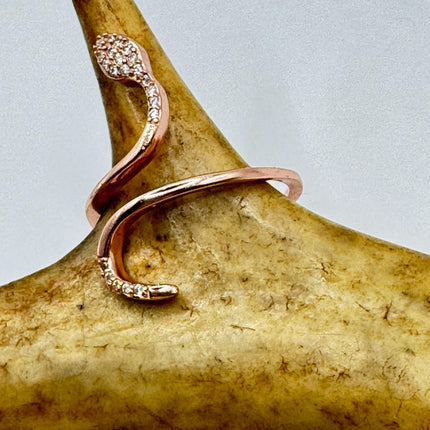 Adjustable Rose Gold Snake Ring - Serpent Thumb Band - Vintage 925 Sterling Silver | Unique Statement Gift