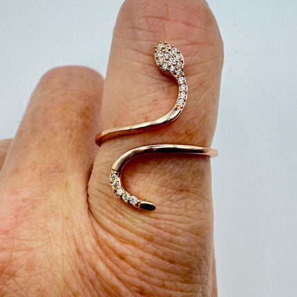 Adjustable Rose Gold Snake Ring - Serpent Thumb Band - Vintage 925 Sterling Silver | Unique Statement Gift