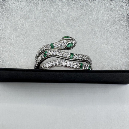 Vintage Green Snake Serpent Wedding Ring Thumb Band 925 sterling silver