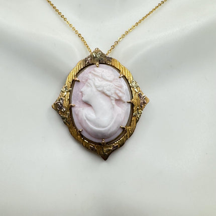 Vintage Cameo Gold Pendant Necklace