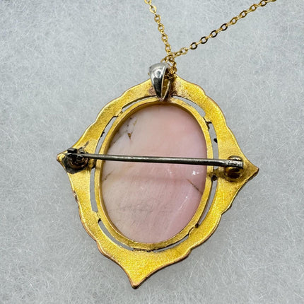 Vintage Cameo Gold Pendant Necklace
