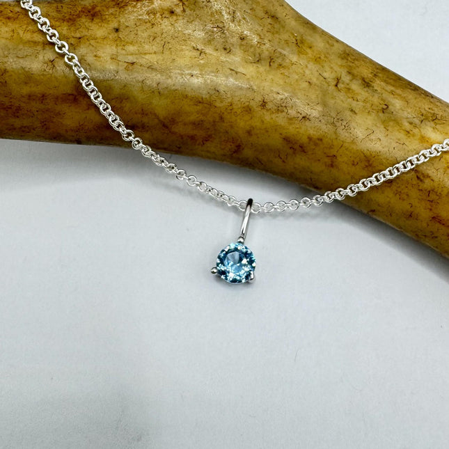 Vintage blue topaz dainty simple necklace 925 Sterling Silver Chain Necklace