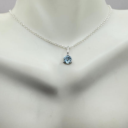 Vintage blue topaz dainty simple necklace 925 Sterling Silver Chain Necklace