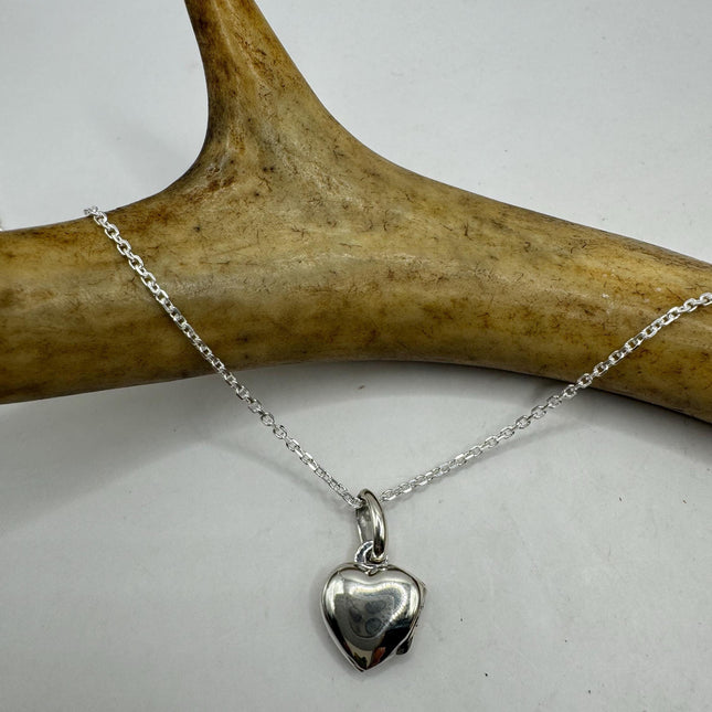 Vintage Silver Locket | Tiny Silver Heart Photo Memory Charm Pendant | 925 Sterling Silver Delicate Chain | Small Photo Mini Memory Necklace
