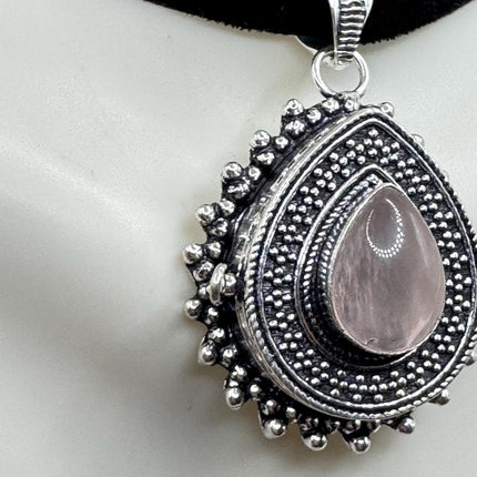Vintage Poison Pillbox Velvet Choker Photo Locket Silver pink rose quartz White Bronze Antique Design Necklace