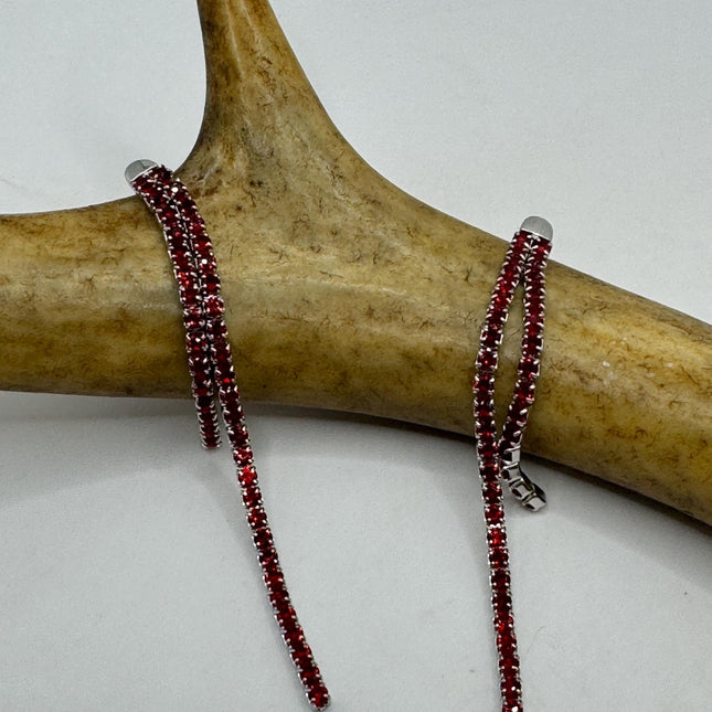 Vintage Silver Earrings | Garnet Gemstone 925 Sterling Silver Chandelier Dangle Drop Earrings