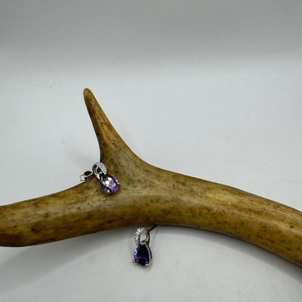 Vintage Silver Earrings | Purple Amethyst Citrine Tourmaline Sapphire Gemstone | 925 Sterling Silver Dangle Drop Chandelier Earrings