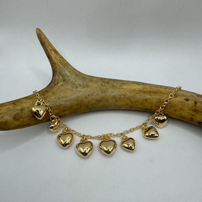 Vintage Gold Charm Bracelet | Infinity Heart | Gold filled Dainty Wedding Prom Jewelry