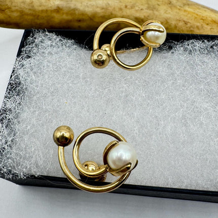 Vintage Pearl Gold Screw Back Clip-On Earrings 12k GF Delicate Gold Clip On Earrings