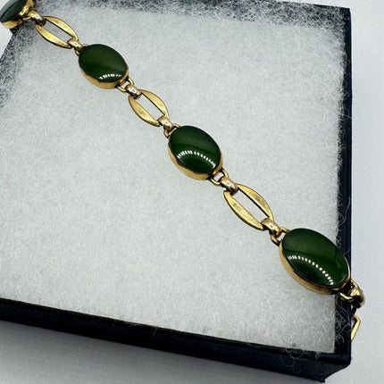 Vintage Green Jade 14k Gold Filled Bracelet - Minimal Everyday Layered Stacking - Dainty Simple Design